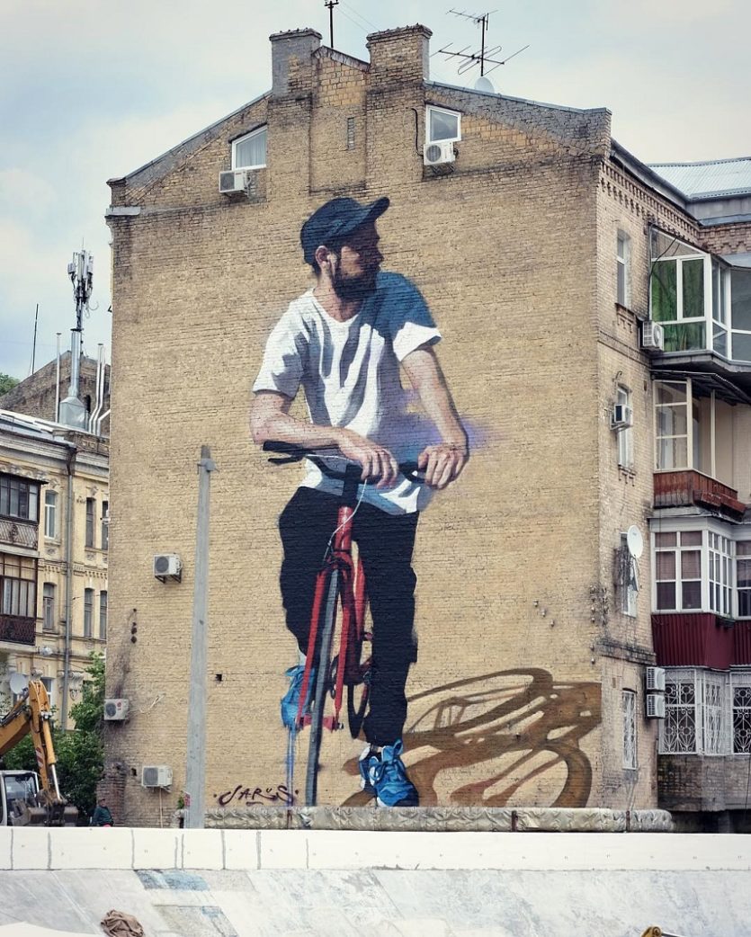 Young Jarus - Red Bycicle, Art United Us festival, Kiev, 2016