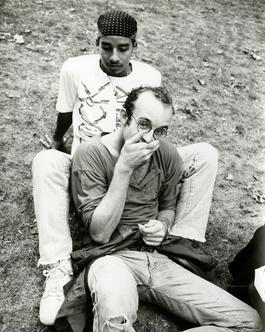 Andy Warhol, Photograph of Keith Haring & Juan Rivera in the Park, 1986