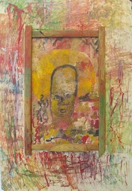 Purvis Young, Angel Head, Painting on Masonite