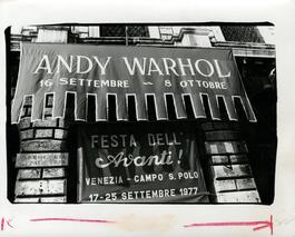Andy Warhol, Photograph of His Exhibition Banner in Venice, Italy, 1985