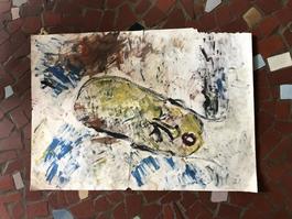 Purvis Young, Lone Head Painting on Paper circa 1990