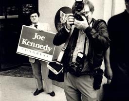 Andy Warhol, Photograph of Richard Weisman at Joe Kennedy Rally, 1986