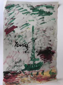 Purvis Young, Painting of a Boat, Acrylic on Newsprint circa 1990