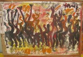 Purvis Young, Freedom, Painting on Paper on Wood