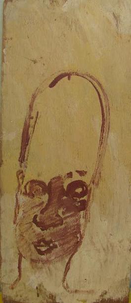 Purvis Young, Painting on Panel of a Head