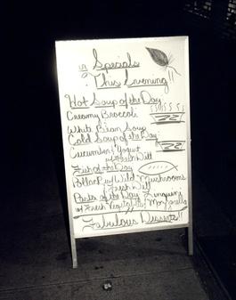 Andy Warhol, Photograph of a Sandwich Board Menu