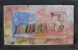 Purvis Young, Single File, Painting on Plywood