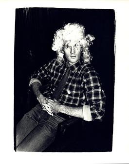 Andy Warhol, Photograph of Thomas Ammann Wearing a Wig circa 1980