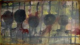 Purvis Young, Five Heads, Painting on Laminate circa 1990