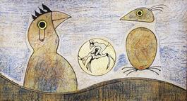 Composition in Ochre and Blue