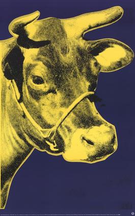Cow Yellow on Blue Background (sm)