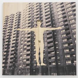 Nude men relief with with outstretched arms,