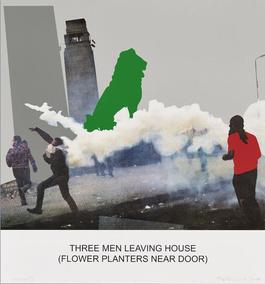 The News: Three Men Leaving House (Flower Planters near Door)