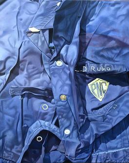 Wrinkled Indigo Uniform of a Retired Teacher