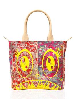 Canvas Handbag - Red Skulls / Yellow / Flowers Interior *