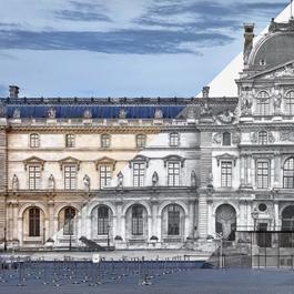 JR at the Louvre, La Pyramide, close-up North West angle