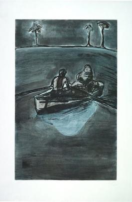 Two People at Night (indigo)