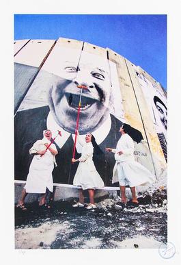 28 MILLIMETRES, FACE 2 FACE, NUNS IN ACTION, SEPARATION WALL, SECURITY FENCE, PALESTINIAN SIDE, BETHLEHEM, 2007