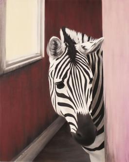 Zebra in a Pink House