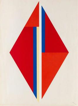 Geometric Composition with Red Diamond