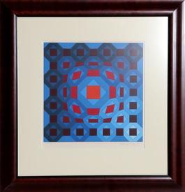 Untitled - Red Orb with Blue Squares