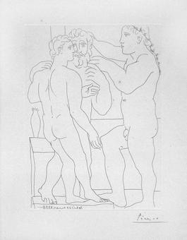 Deux Hommes Sculptes - Three Nude Men Standing