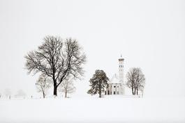 Trees and church (Bavaria), Blizzard 2