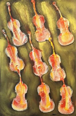 Empreintes de violon orange