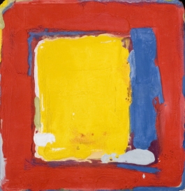 Geel en blauw in rood