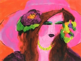 Red lady with hat