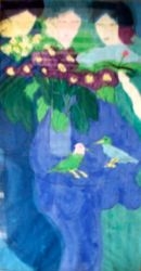 Three ladies, two birds