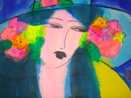 Lady wit blue hat, +
