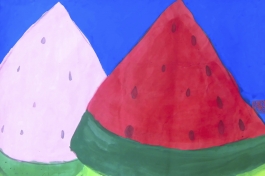Two pieces of watermelon