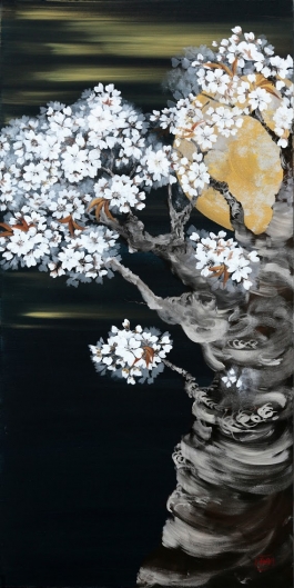 Full Moon And Cherry Blossom