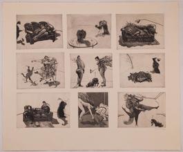"Domestic Scenes" (nine plates on one sheet)