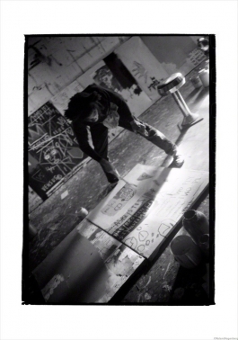 Basquiat painting with bar stool, New York, 1983