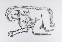 Monica Lying On Her Side With Scribbles