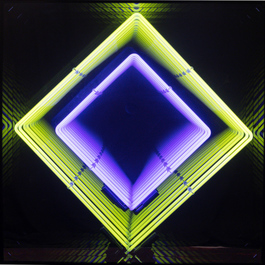 Tableau Néon losange jaune violet