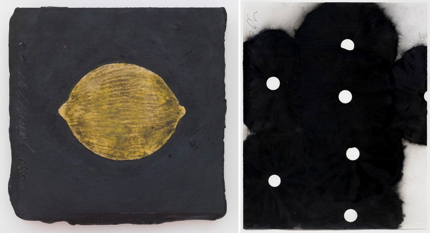 Left Donald Sultan – Lemon Right Donald Sultan - Seven Black Flowers