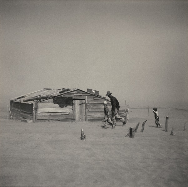 Farmer And Sons In Dust Storm