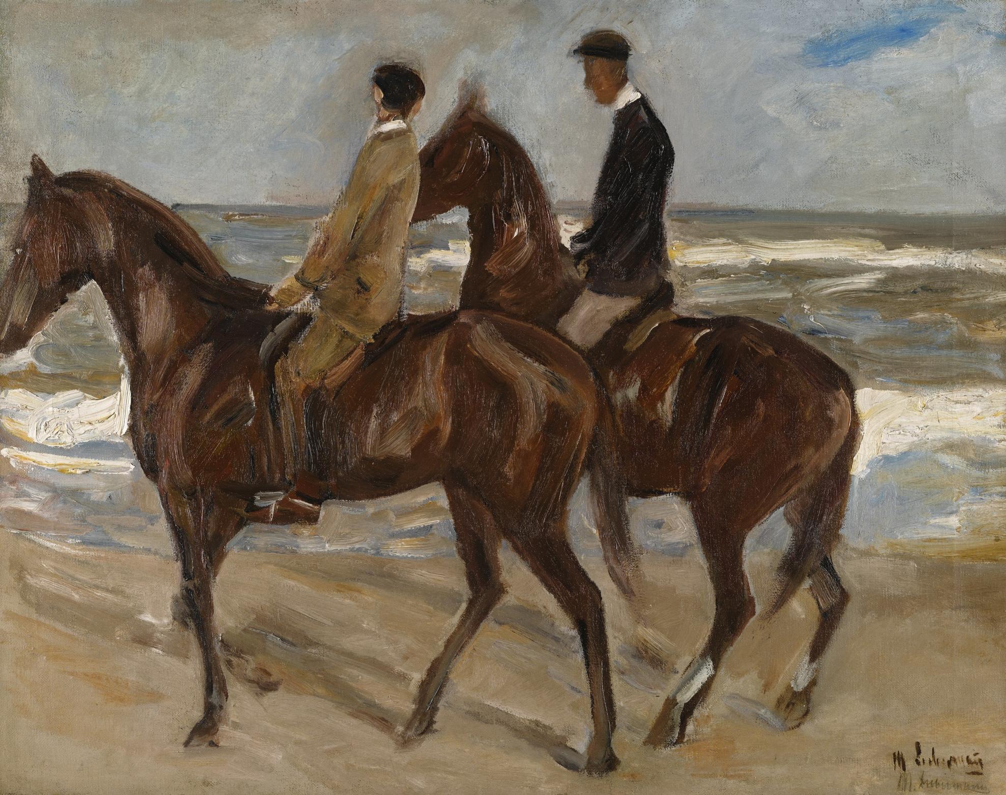 Zwei Reiter Am Strand Nach Links – Studie (Two Riders On The Beach ...