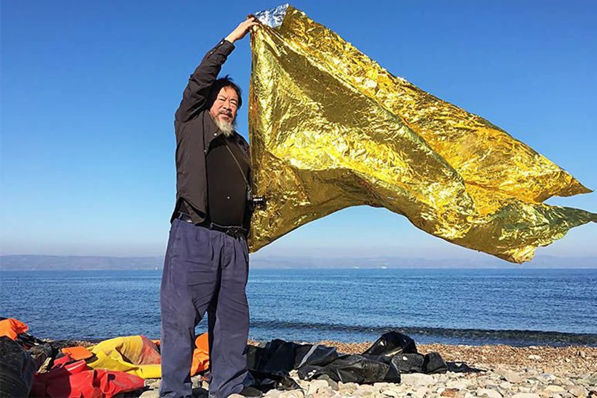 Ai Weiwei Poses as the Drowned Syrian Boy Alan Kurdi on a