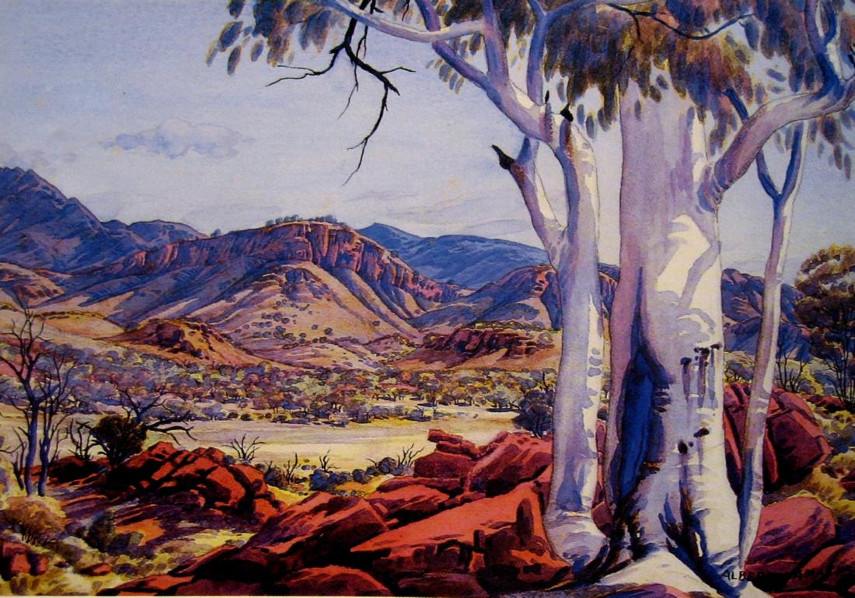 artist from Australia (hermannsburg), Albert Namatjira - Alice Springs Country, 1954