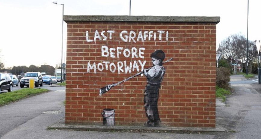 Banksy Stencil Appears at School Exhibition | Widewalls