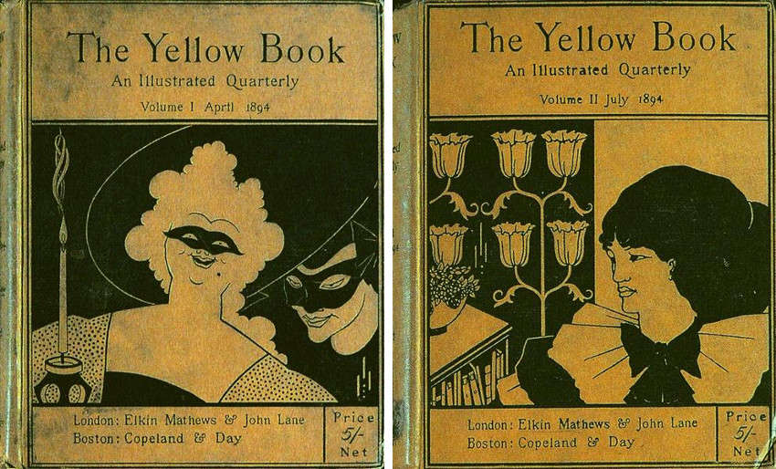 Aubrey Beardsley - The Cover of the Book, Volume I, 1894 (Left) - The Cover of the Book, Volume II, 1894 (Right), images via wikiartorg