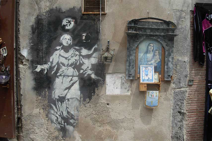 Banksy Rome graffiti home sign contact photo known private