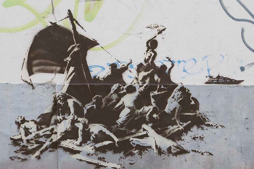 Mediterranean Sea View: Banksy artwork about European migrant