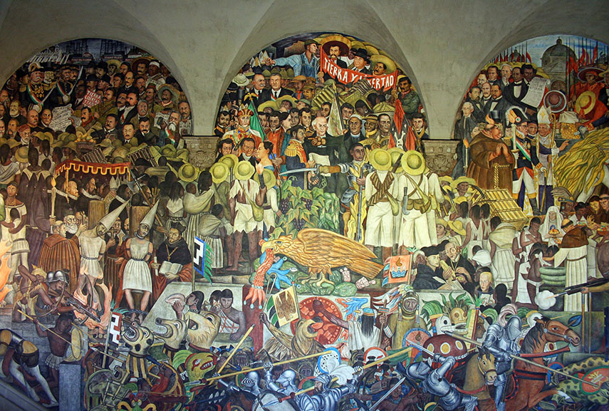 Diego Rivera La Historia De México De La Conquista Al Futuro 1929 1935. Mural At Palacio Nacional Ciudad De México 