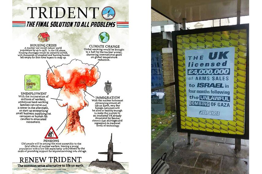 Banksy Dismaland posters protest DSEI 2015 world photo site search home video design