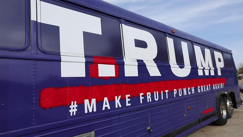Donald Trump Campaign Bus Art sports news iowa 2015 philadelphia gleeson today miami iowa news email video
